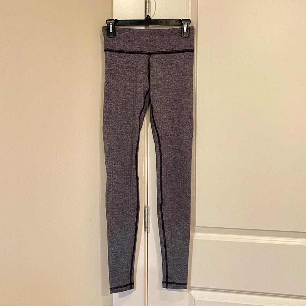LULULEMON Women’s HIGH RISE POCKET Herringbone GRAY YOGA LEGGING PANTS 4 EUC
